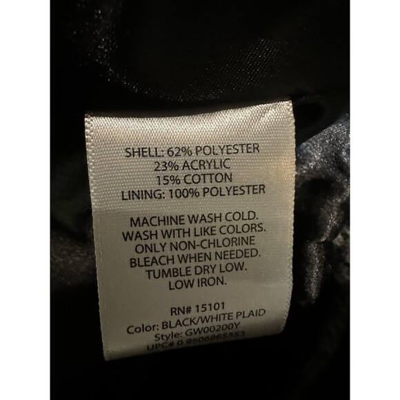 George Womens Pea Coat 2X 18-20 Black White Plaid Double Breasted Single Vent - Picture 4 of 8